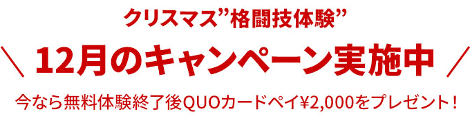 クリスマス”格闘技体験”12月のキャンペーン実施中